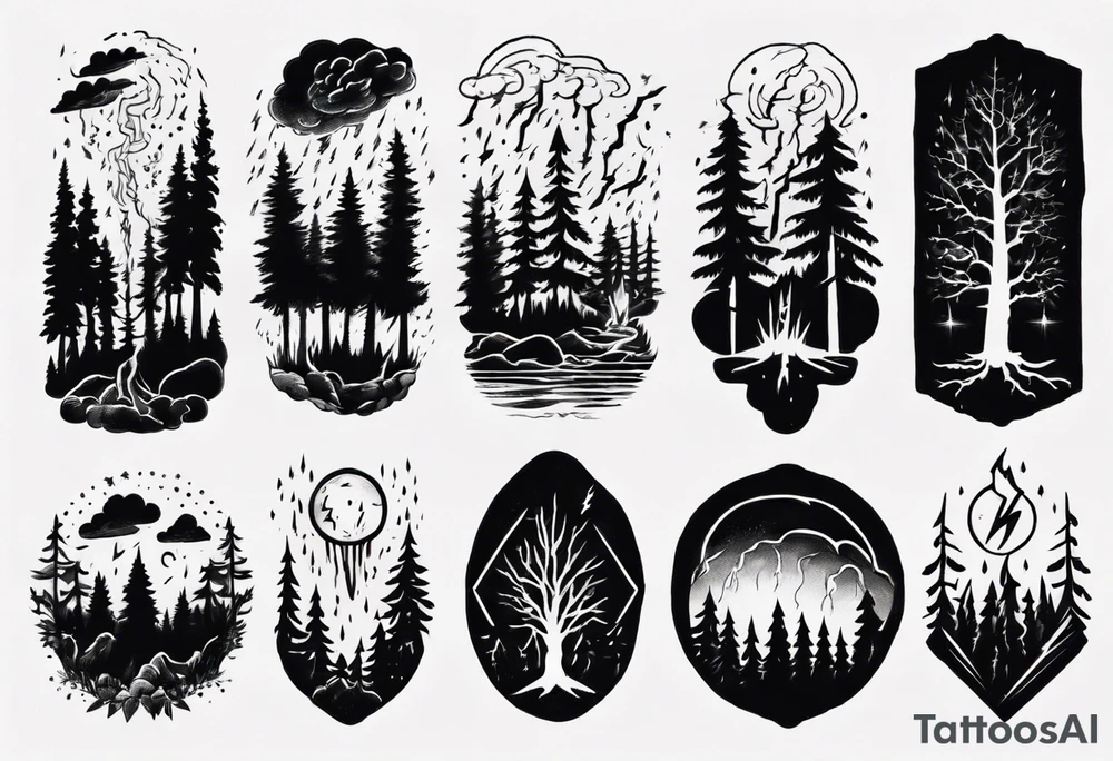lightning storm over forest tattoo idea