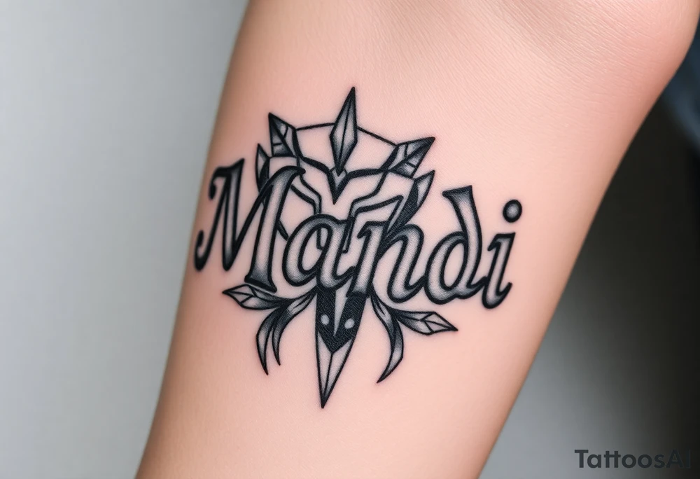 Name Mandi with blue eyes and Egypt tattoo idea