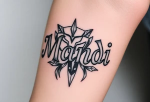 Name Mandi with blue eyes and Egypt tattoo idea