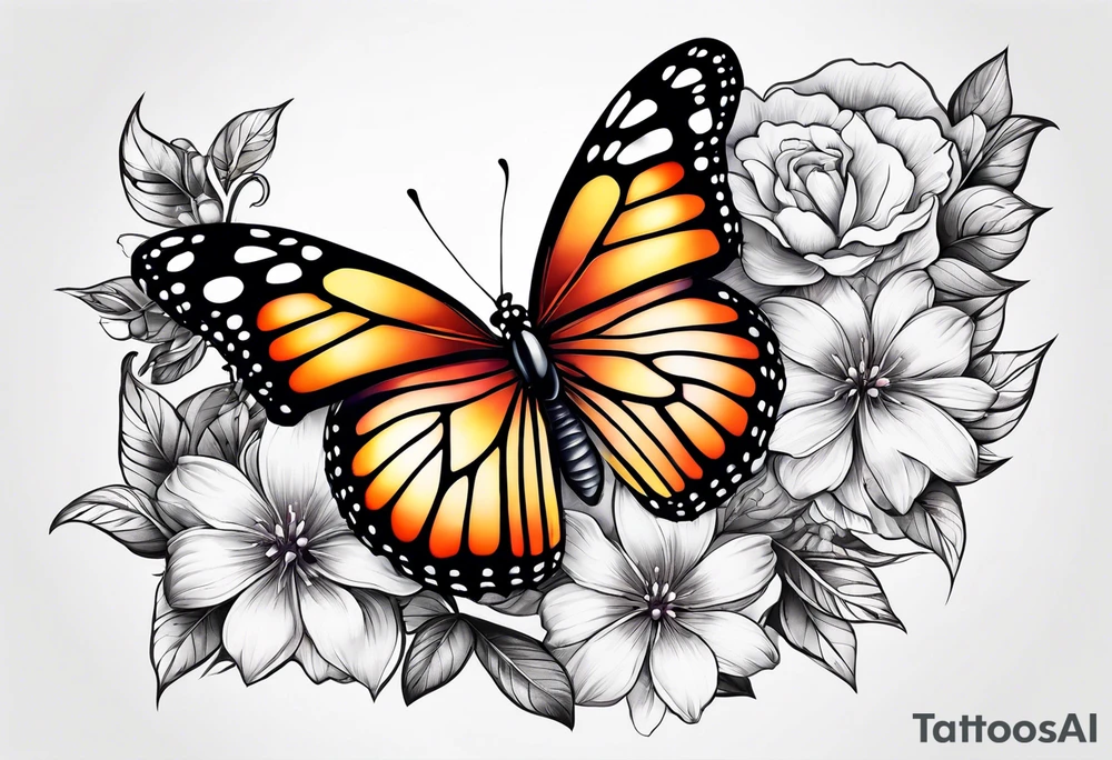 animal butterfly , flower tattoo idea
