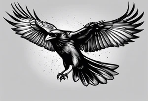 Crow flying staring facing front with wings wide open should be old school tattoo idea