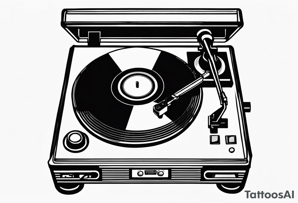 Recordplayer finline art minimalistic oneline throwup tattoo idea Recordplayer finline art minimalistic oneline throwup tattoo idea