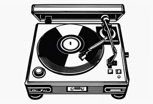 Recordplayer finline art minimalistic oneline throwup tattoo idea