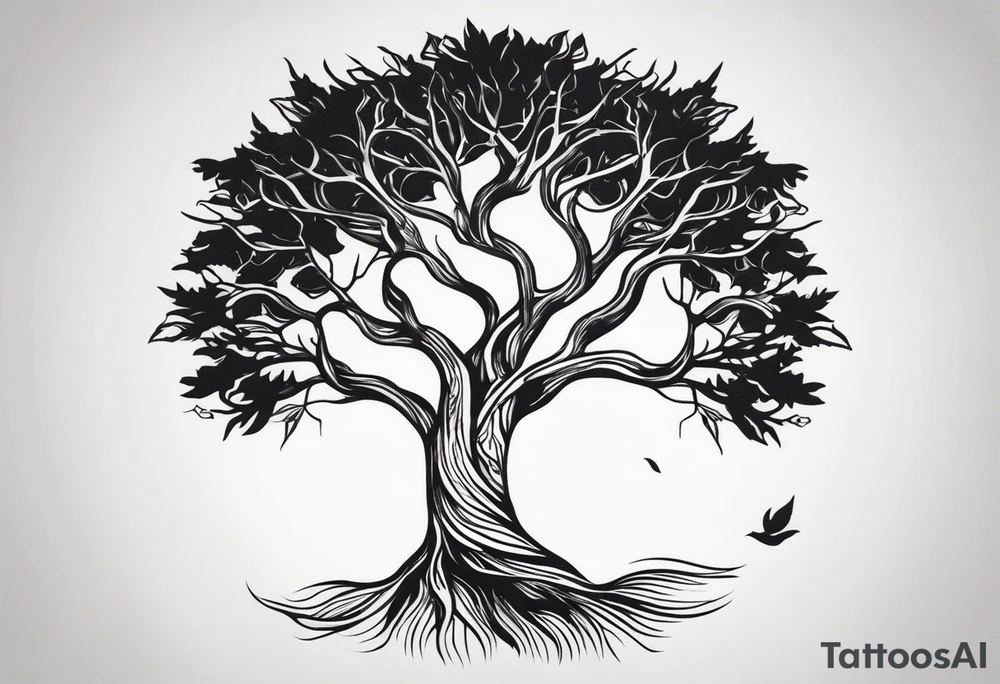 tree in the shape of a hand tattoo idea