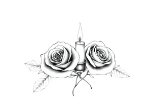 blue,Passed love one, two roses, two candles, hearts tattoo idea