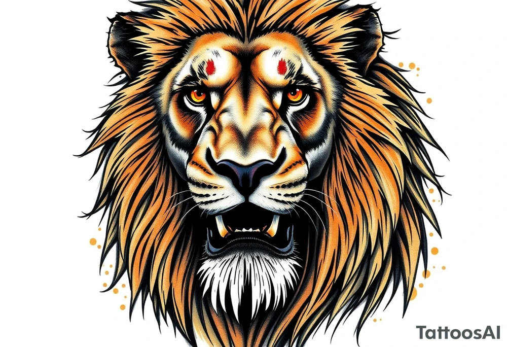 powerful majestic lion, close-up tattoo idea