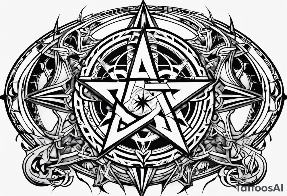 Lilith symbol inside a pentagram tattoo idea