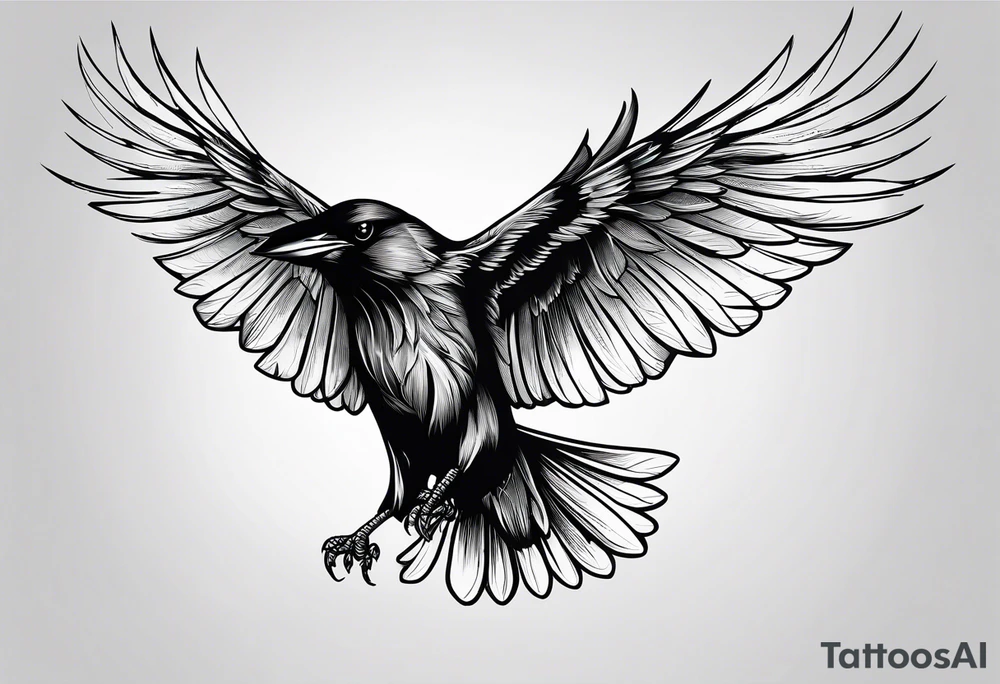 outline of a crow with open wings tattoo idea