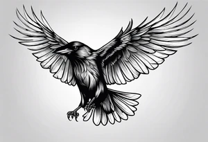 outline of a crow with open wings tattoo idea