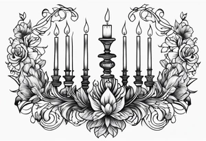 Hand holding candelabra tattoo idea
