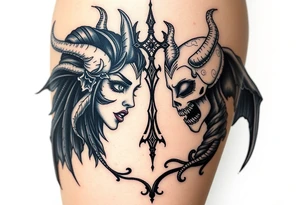 Something representing madness amd genius, good and evil, light and dark, curses and girly tattoo idea