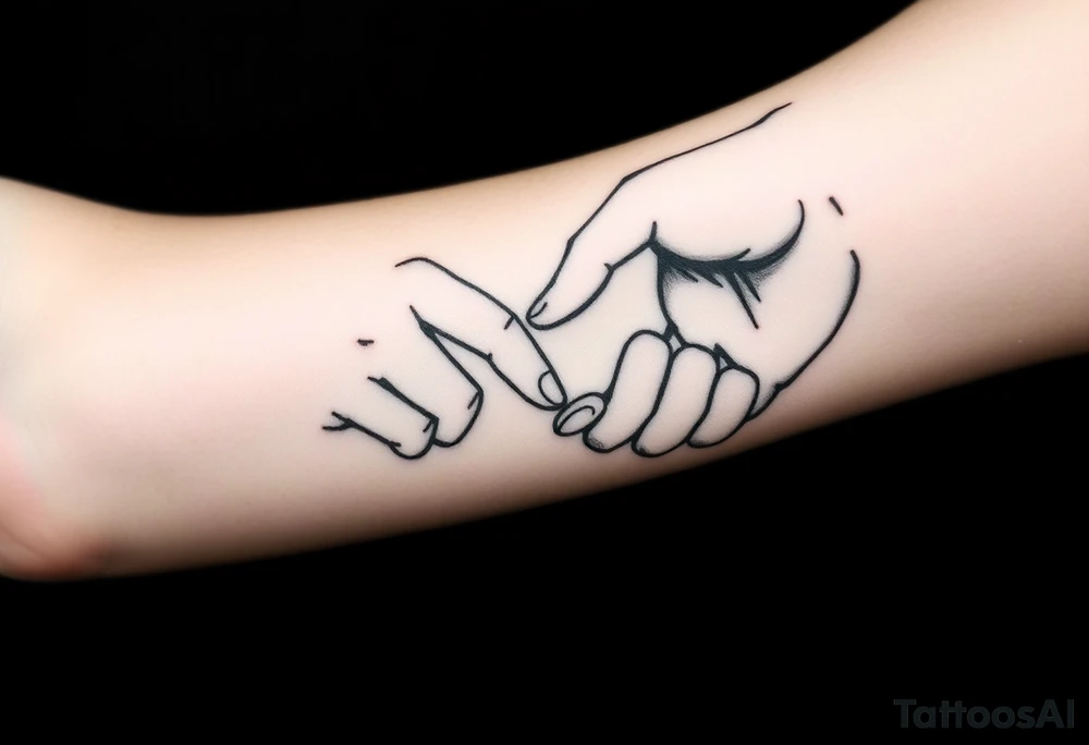 Two hands reaching for each other touching fingertips tattoo idea