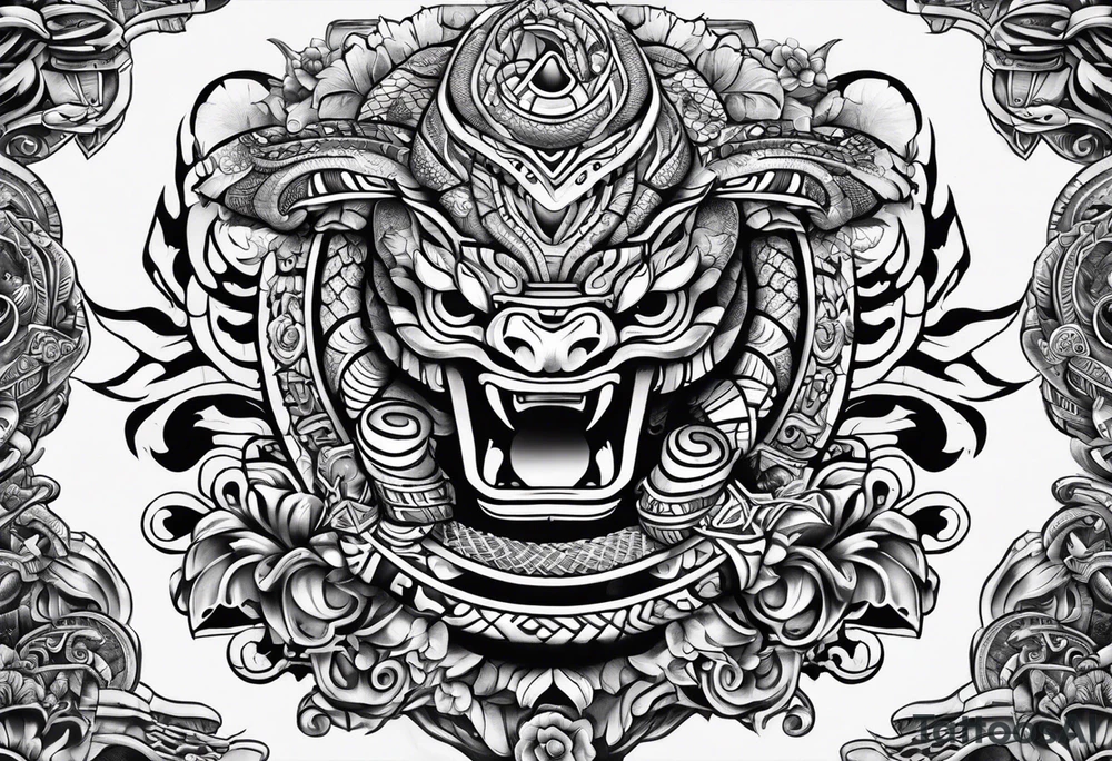 aztec kukulkan snake sleeve tattoo idea