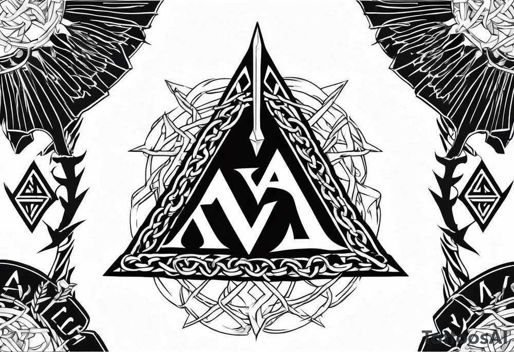 Valhalla sword shield axe barbed wire chains valknut fire dragon tattoo idea Valhalla sword shield axe barbed wire chains valknut fire dragon tattoo idea