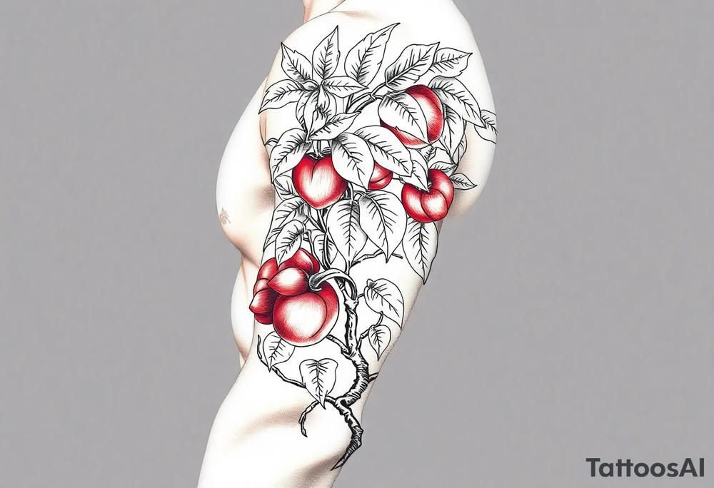Pepper plant, peach tree tattoo idea