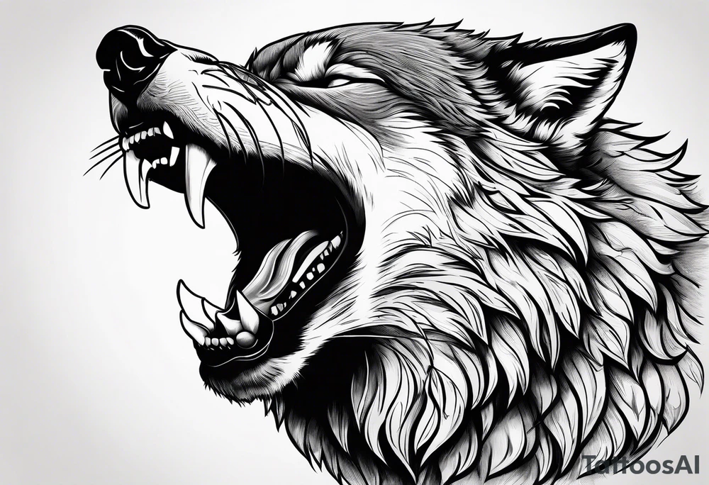 the head of a snarling wolf tattoo idea