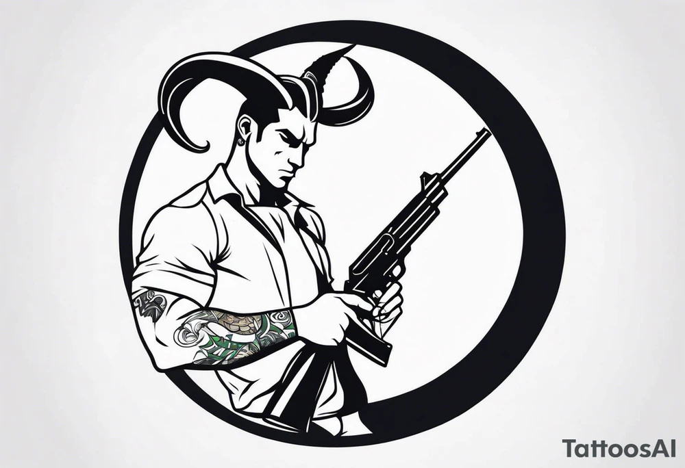 capricorn man with gun tattoo idea
