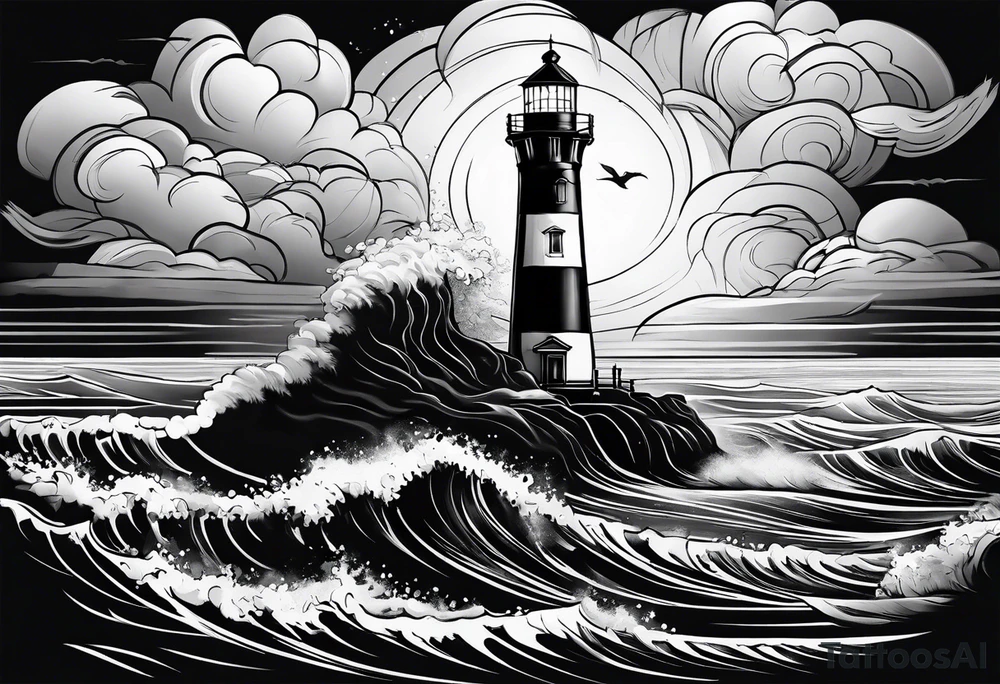 lighthouse in a storm tattoo idea