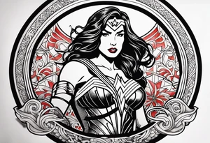 Wonder Woman Round shield on top of sword tattoo idea