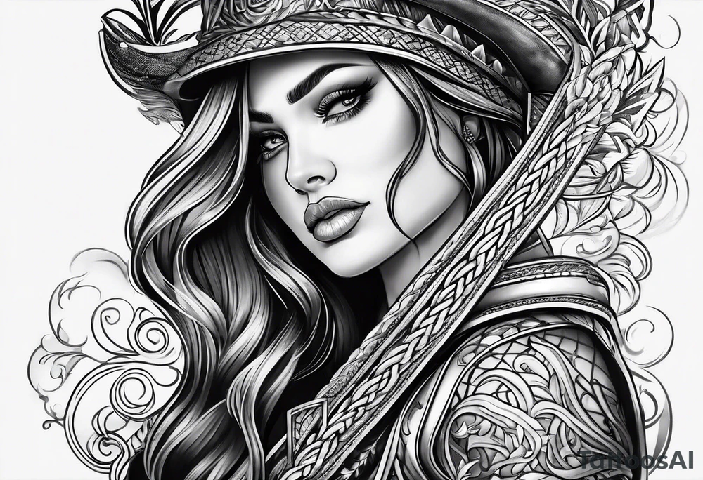 braided leather tattoo idea