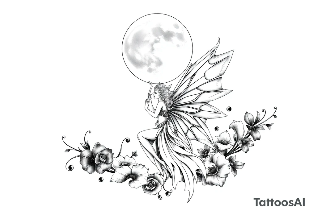 Fairy queen titania under the moon tattoo idea