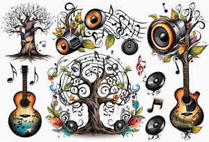 music speaker note tree stave notes tattoo idea