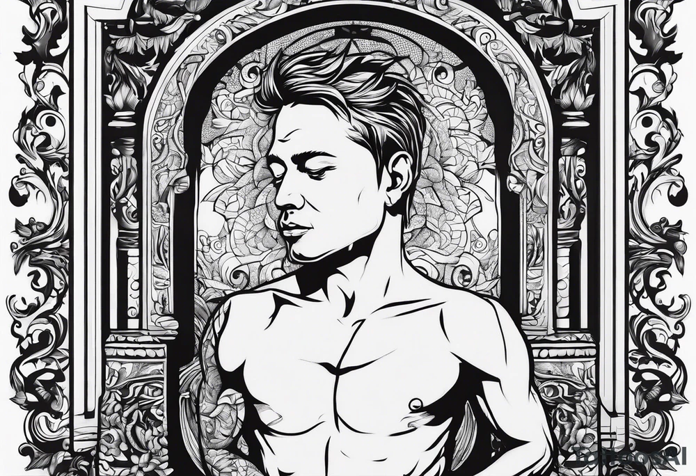 Little disheveled man living under a Russian stove tattoo idea