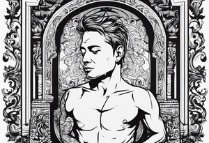 Little disheveled man living under a Russian stove tattoo idea
