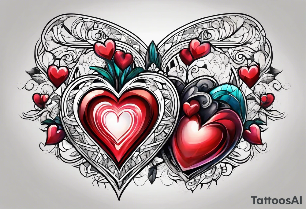 Heart with click in middle hands on 8 and 5 tattoo idea