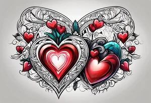 Heart with click in middle hands on 8 and 5 tattoo idea