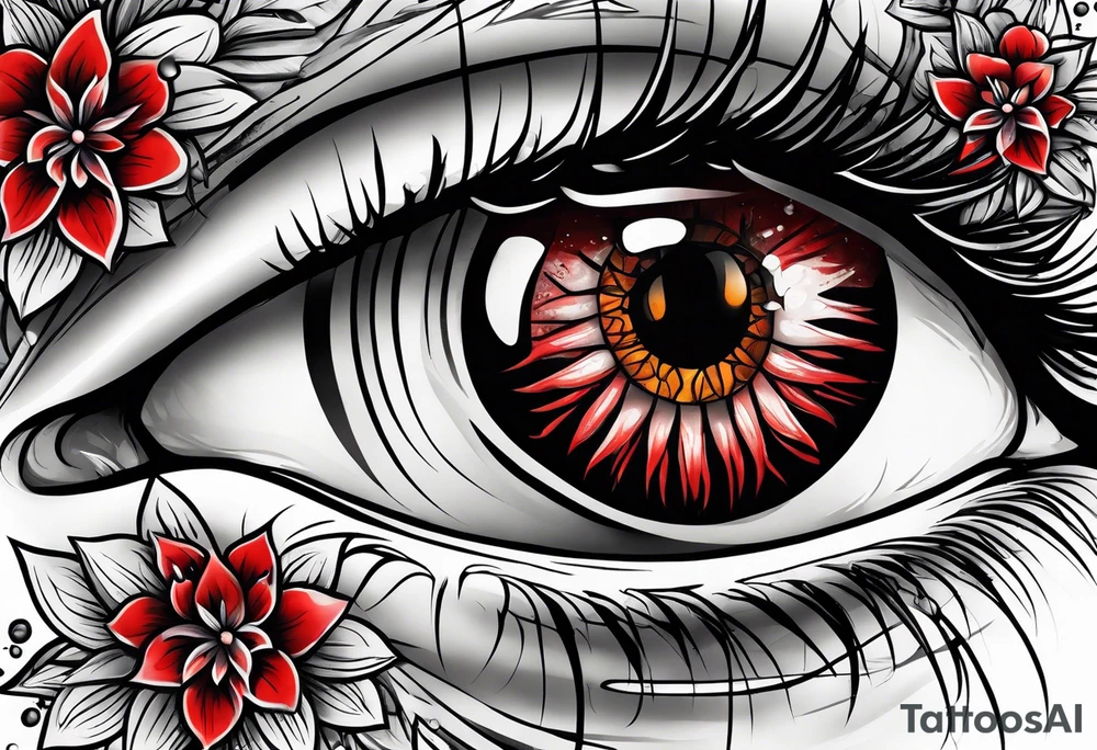 an eye crying blood tattoo idea