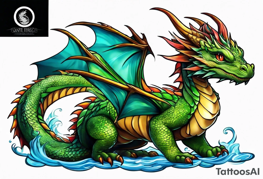 Water dragon cute tattoo idea