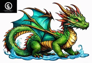 Water dragon cute tattoo idea
