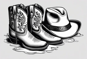 Keep it simple. A pair of outdoor boots next to two flip flops and a cowboyhat on the Beach. tattoo idea