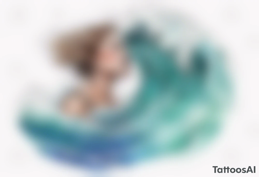 a crashing wave with the face of a woman tattoo idea