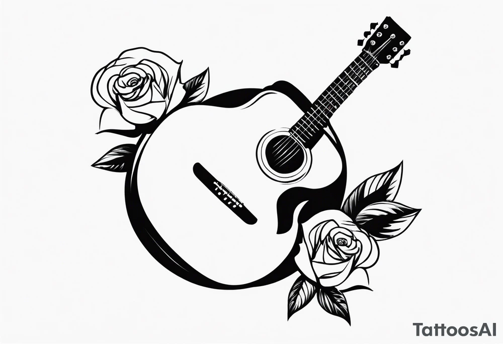 a rose with an acoustic guitar and a wrench tattoo idea