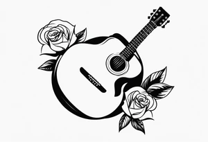 a rose with an acoustic guitar and a wrench tattoo idea