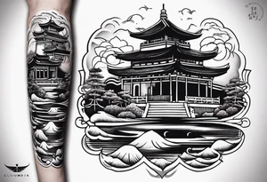 Columbia culture tattoo idea on leg/patchwork tattoo idea