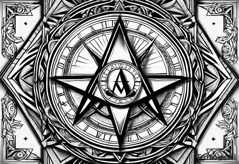 Square and compass masonry tattoo idea