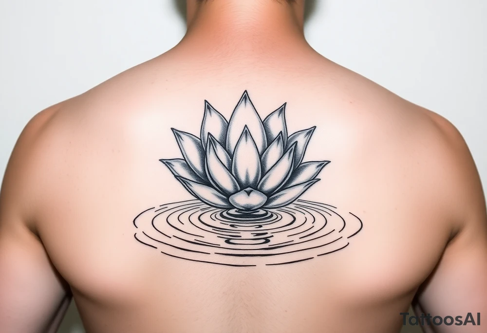 serene lotus flower emerging from sacred waters with ripples tattoo idea