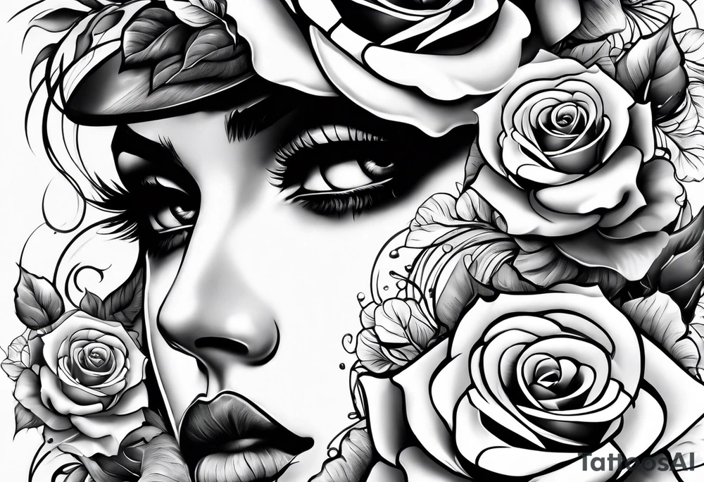 arm sleeve eyes smoke roses top to bottom tattoo idea