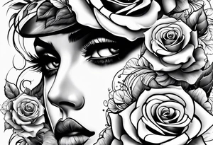 arm sleeve eyes smoke roses top to bottom tattoo idea