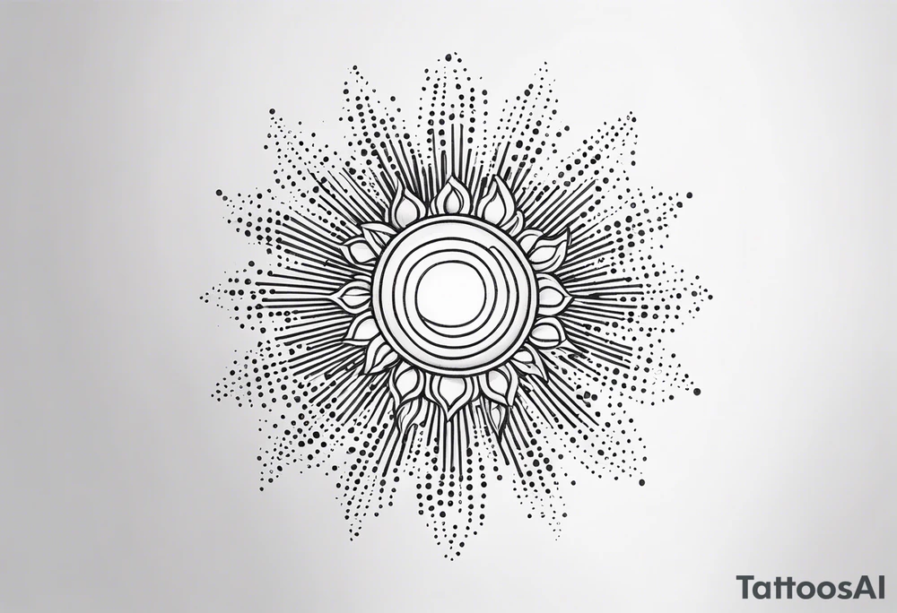 simple sunshine shape made of dots tattoo idea