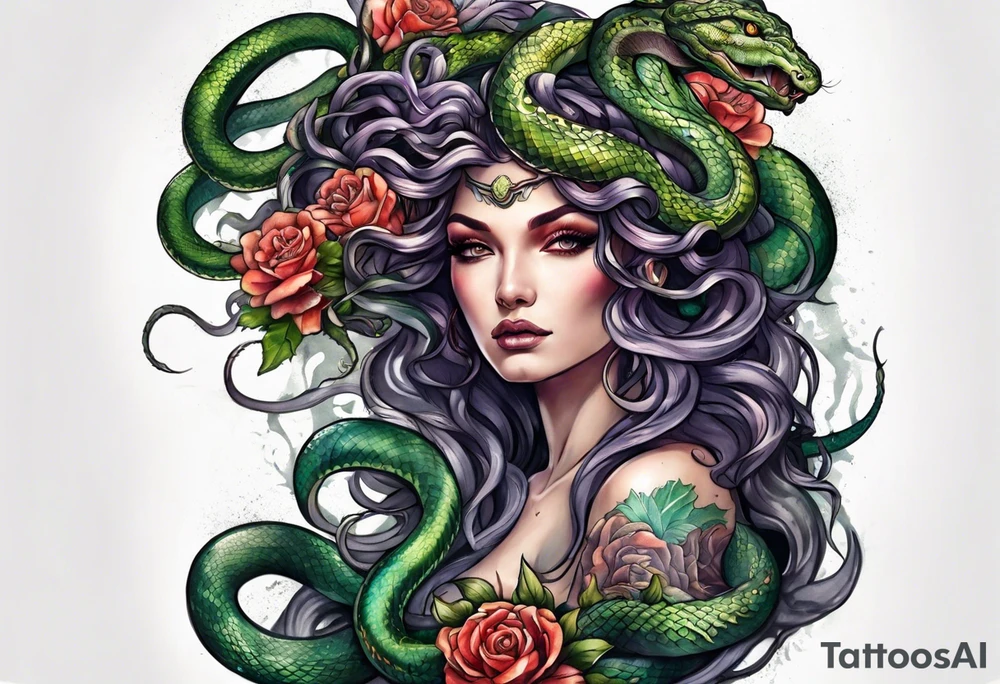 Medusa with a head full of snakes tattoo idea