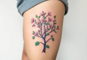Flowering hawthorne tree tattoo idea