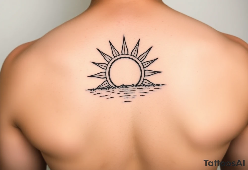 Sun on the water line simple tattoo tattoo idea