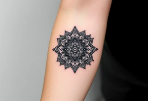 intricate mandala with sacred geometry and cosmic elements tattoo idea