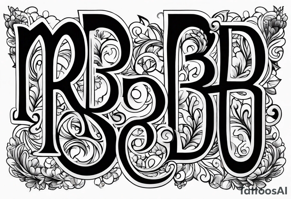 word "MRBG" 
black blackground tattoo idea
