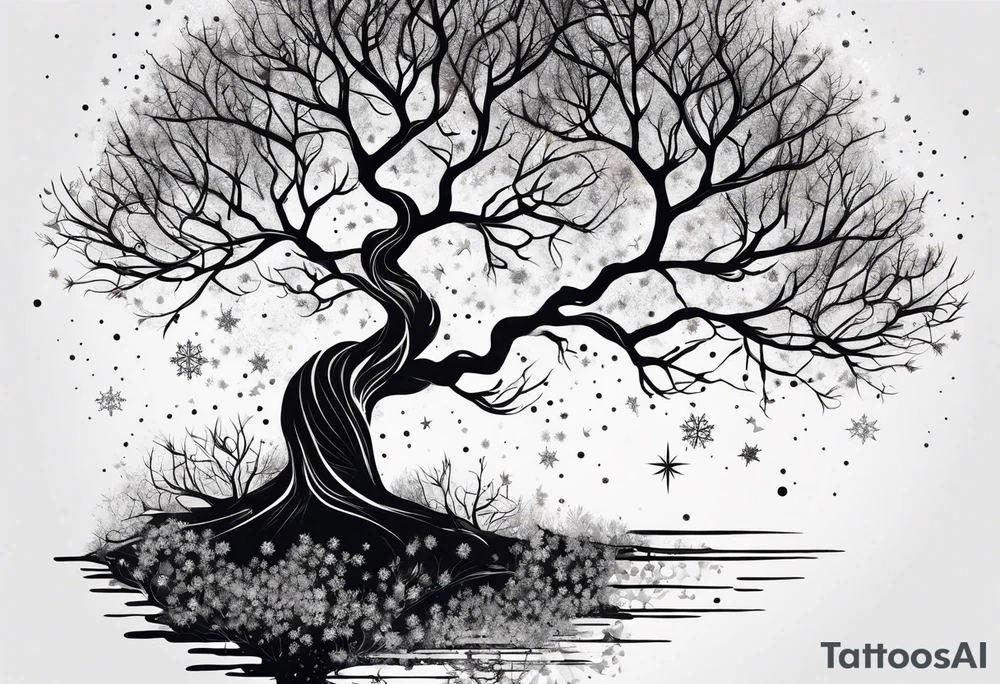Constellation, tree , snowflake tattoo idea