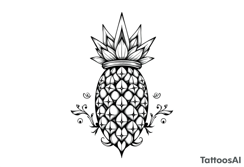 Majestic, crown, pineapple ,vagina, anus tattoo idea